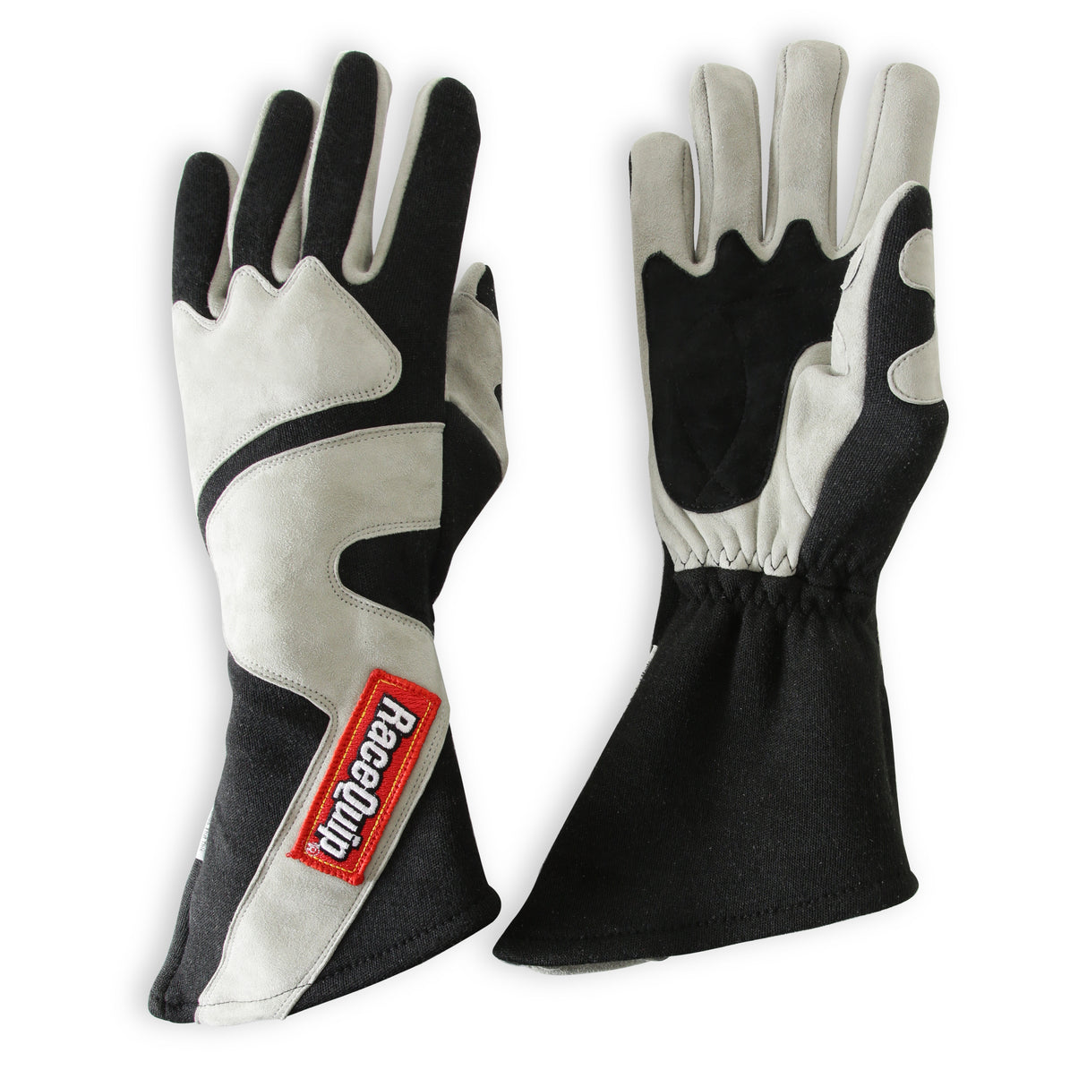 Racequip SFI 3.3/5 Black / Gray Long Gauntlet Nomex Race Gloves - Large - 358605RQP