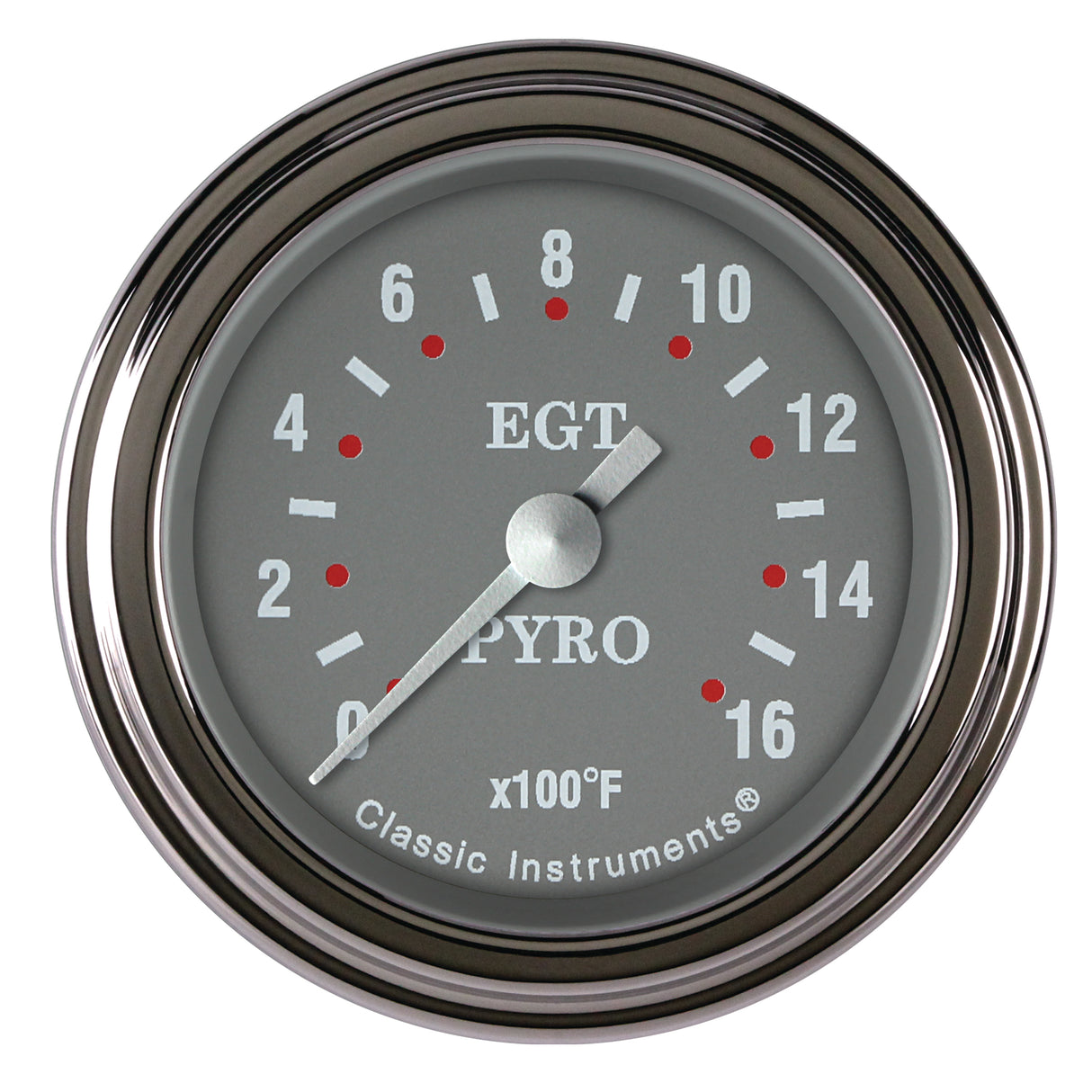 Classic Instruments Silver Gray 2-1/8" Exhaust Gas Tempature Gauge - SG198SLF