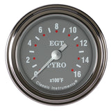 Classic Instruments Silver Gray 2-1/8" Exhaust Gas Tempature Gauge - SG198SLF