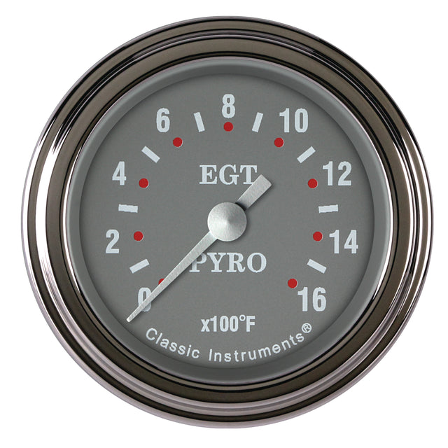 Classic Instruments Silver Gray 2-1/8" Exhaust Gas Tempature Gauge - SG198SLF