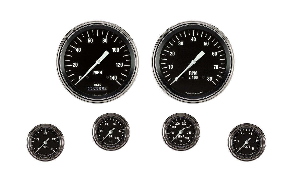 Classic Instruments Hot Rod Six Gauge Set 151 - HR151SLF