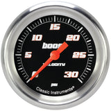 Classic Instruments Velocity Black 2-5/8" Boost Gauge (30 PSI) - VS342BAPF