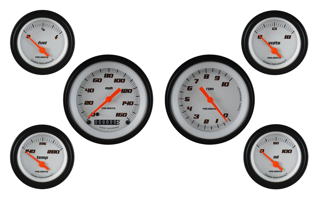 Classic Instruments Velocity White Six Gauge Set - VS01WBLF