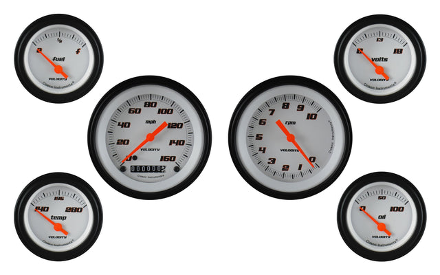 Classic Instruments Velocity White Six Gauge Set - VS01WBLF