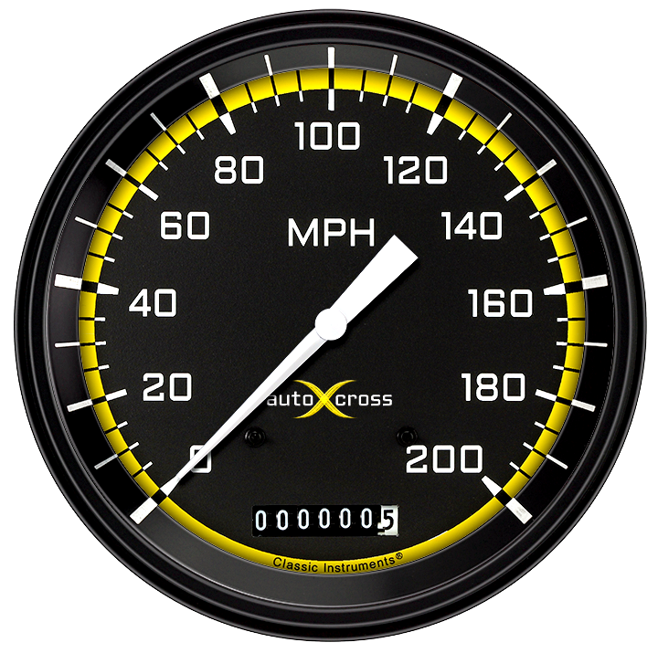 Classic Instruments AutoCross Yellow 4 5/8" Speedometer - AX56YBLF