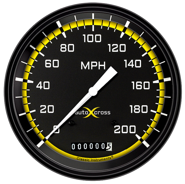 Classic Instruments AutoCross Yellow 4 5/8" Speedometer - AX56YBLF