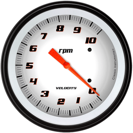 Classic Instruments Velocity White 4 5/8" Tachometer - VS71WBLF