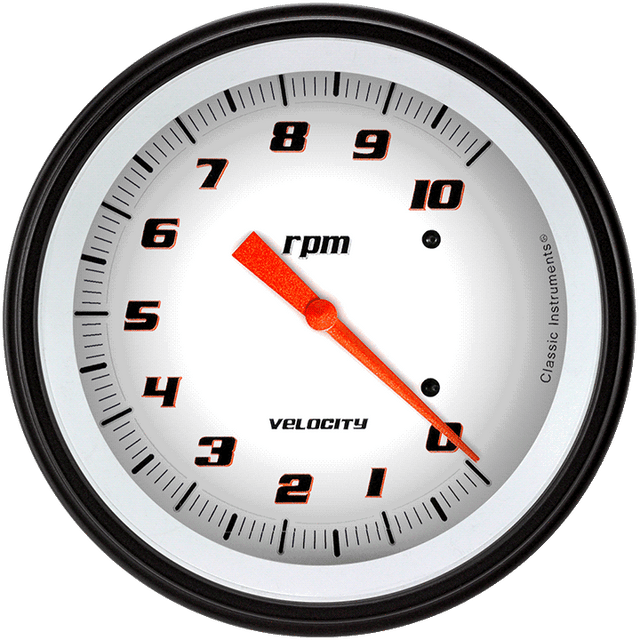 Classic Instruments Velocity White 4 5/8" Tachometer - VS71WBLF