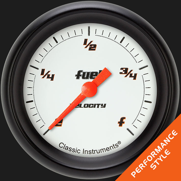 Classic Instruments Velocity White 2 5/8" Fuel Gauge - VS309WBPF