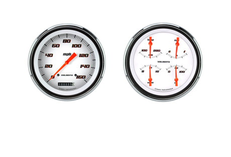 Classic Instruments 47-'53 VELOCITY WHT CHV TRK- SPEED/QUAD-LS - CT47VSW52-LS