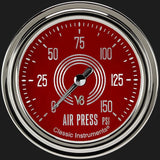 Classic Instruments V8 Red Steelie 2 5/8" Air Pressure Gauge - V8RS318SLC