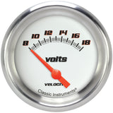 Classic Instruments Velocity White 2-5/8" Volt Gauge - VS230WAPF