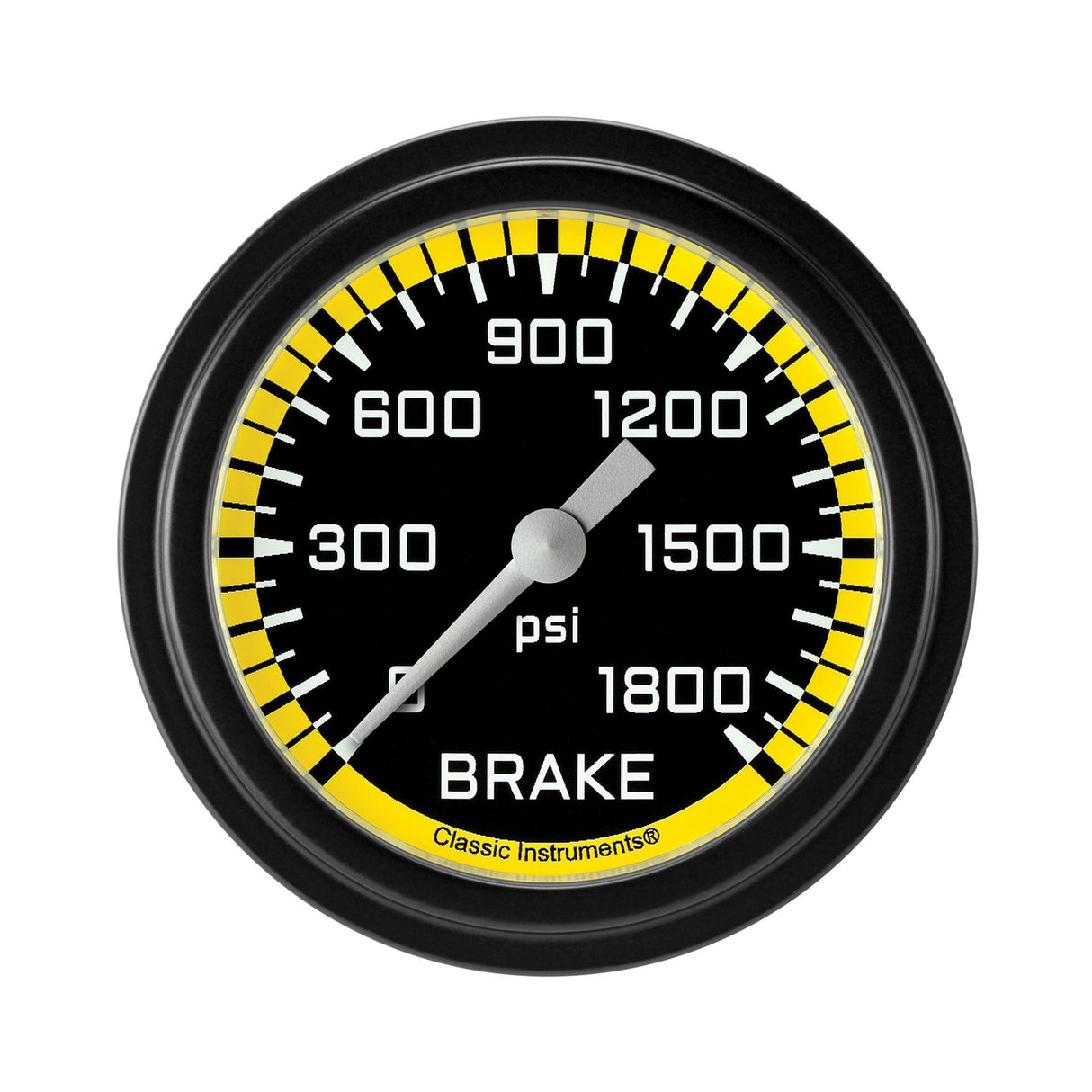Classic Instruments Autocross Yellow 2 5/8" Brake Pressure Gauge - AX367YBLF