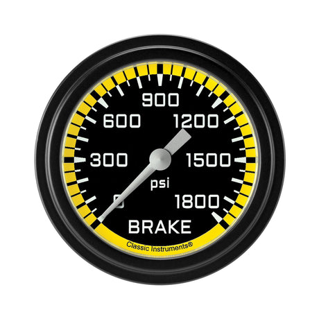 Classic Instruments Autocross Yellow 2 5/8" Brake Pressure Gauge - AX367YBLF