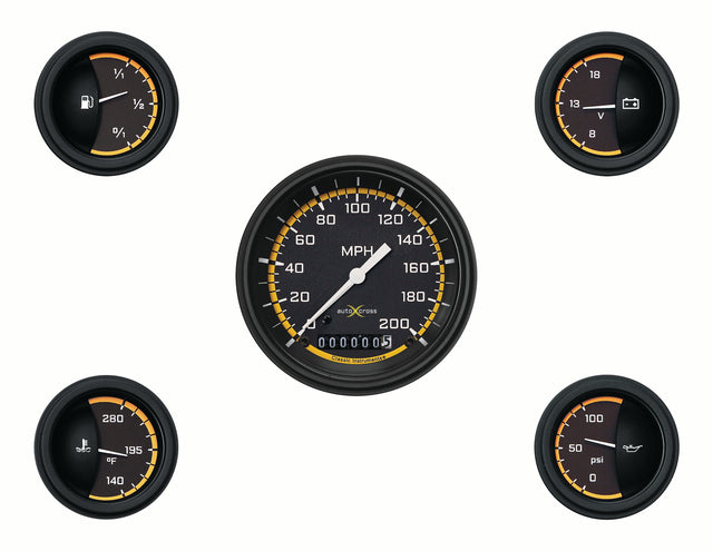 Classic Instruments Auto Cross Yellow 6 Gauge Set - AX00YBLF