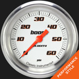 Classic Instruments Velocity White 2 5/8" Boost Gauge, 60 psi - VS343WAPF