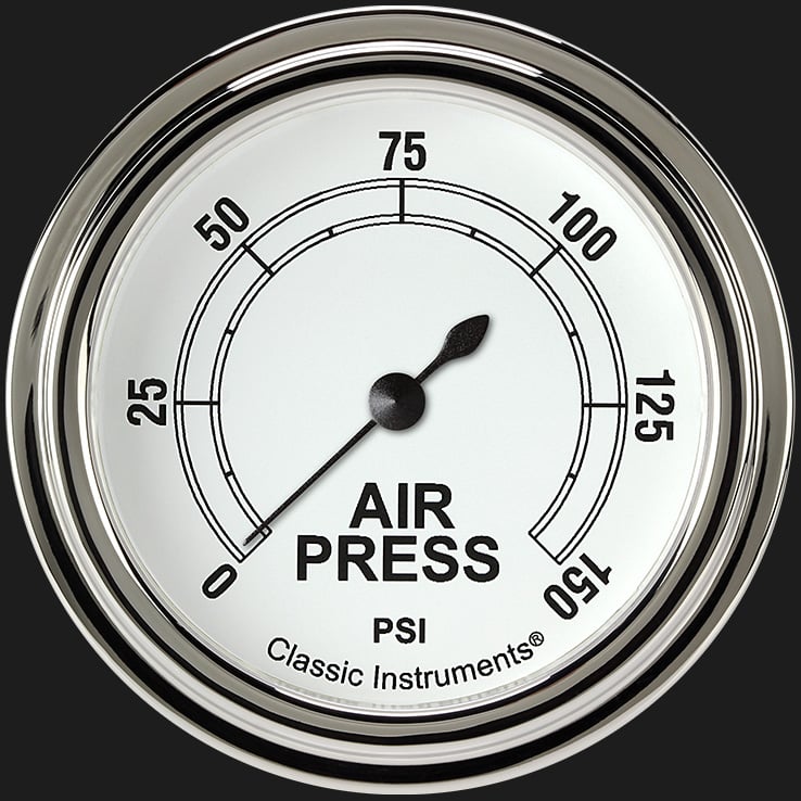 Classic Instruments Classic White 2 5/8" Air Pressure Gauge - CW318SLF