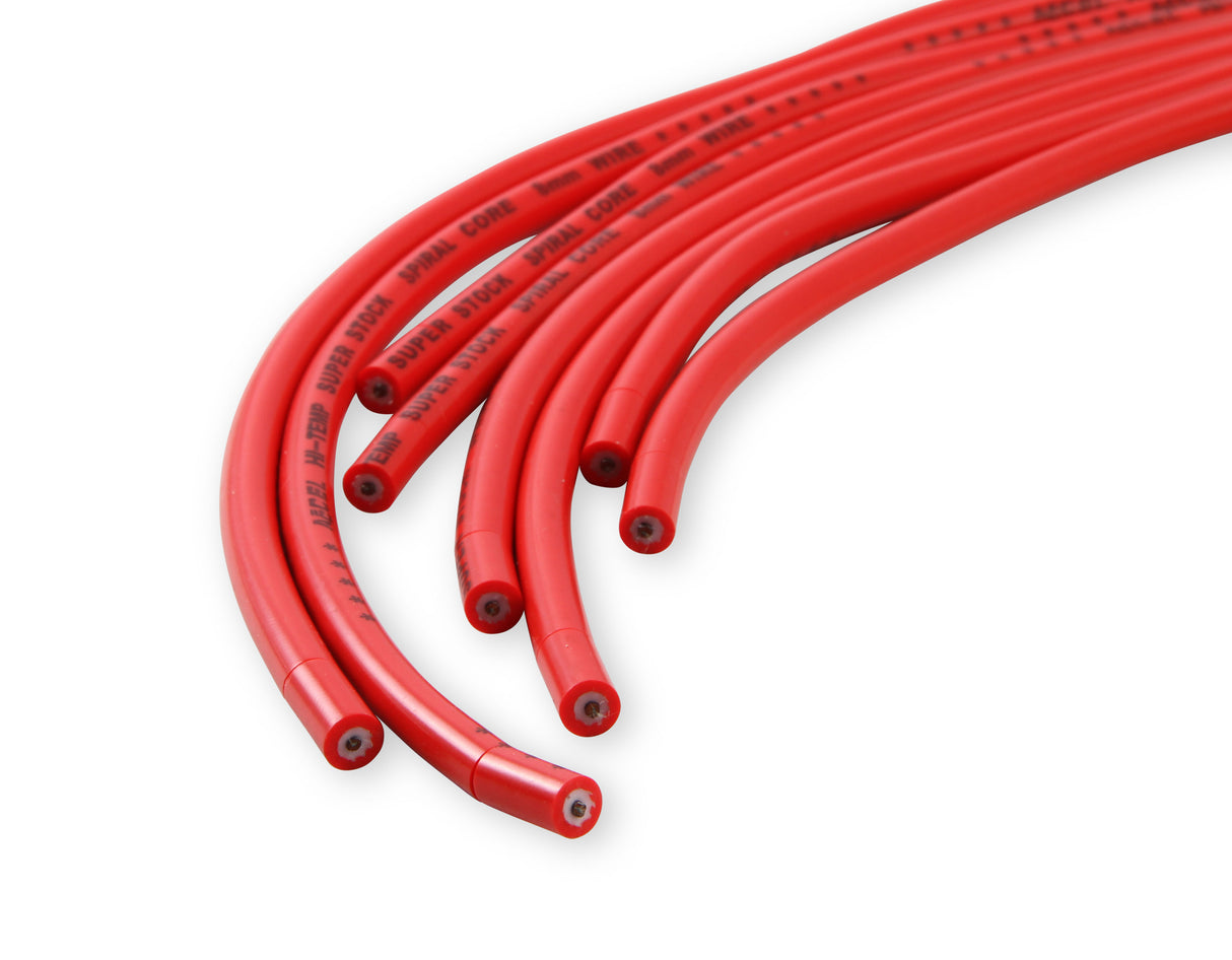 ACCEL Spark Plug Wire Set - 8mm - Universal - Red Wire with Red Straight Boots - 5040R