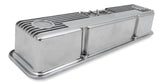 Holley 241-82 M/T Valve Covers - Vintage Style - Finned - SBC - Polished