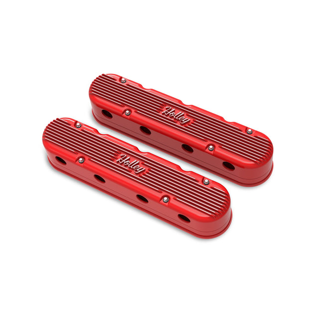 Holley 241-174 2-Piece Vintage Series Valve Cover - Gen III/IV LS - Gloss Red Machined