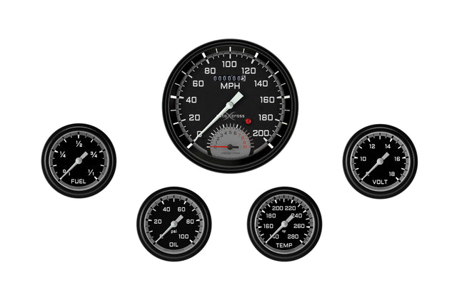 Classic Instruments AutoCross Gray Five Gauge Set 365 - AX365GBLF
