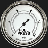 Classic Instruments Classic White 2 5/8" Fuel Pressure Gauge, 15 psi - CW345SLF