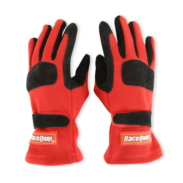 Racequip SFI 3.3/5 Red / Black Short Gauntlet Nomex Race Gloves - Small - 355012RQP