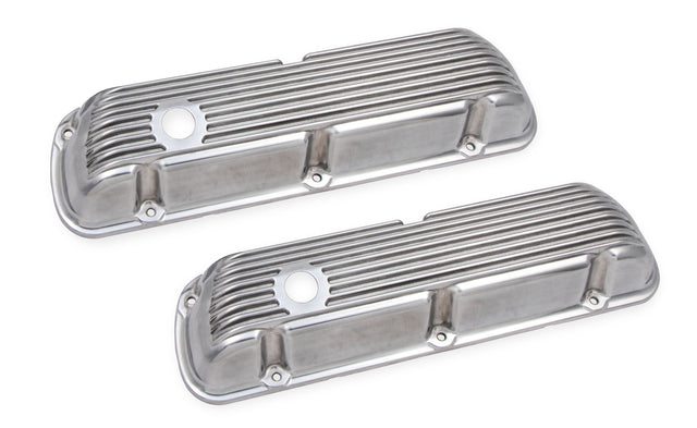 Mr Gasket Cast Aluminum Valve Covers Pair - Polished - 6861G