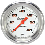 Classic Instruments Velocity White 2-5/8" Boost Gauge (60 PSI) - VS343WAPF