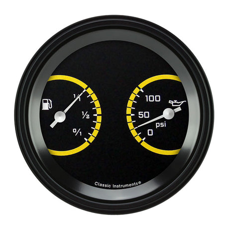 Classic Instruments AutoCross Yellow 3 3/8" Fuel & Oil Dual - AX72YBLF