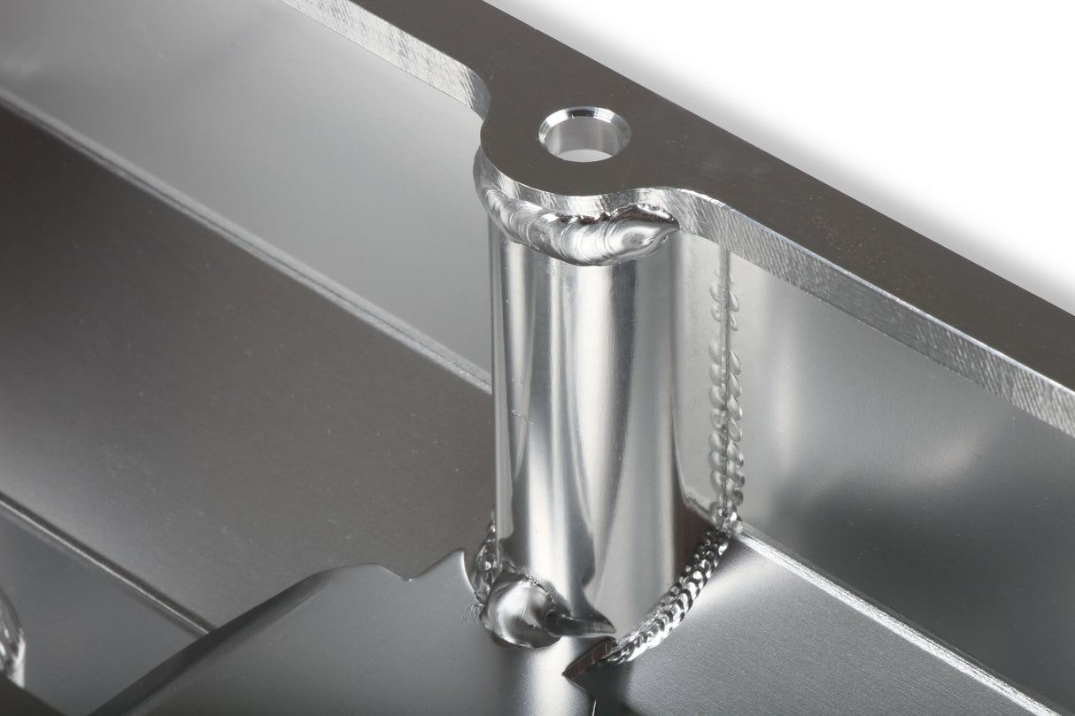 Holley 241-287 GM Licensed Valve Cover - Track Series - SBC - Fabricated Aluminum - Perimeter Bolt - Silver