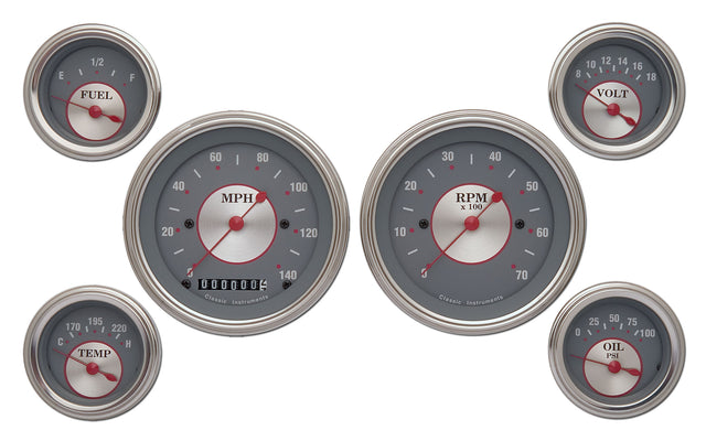 Classic Instruments Silver Series Six Gauge Set - SS01SLF