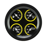 Classic Instruments AutoCross Yellow 3-3/8" Quad Gauge - AX76YBLF