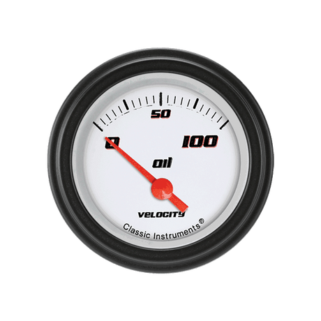 Classic Instruments Velocity White 2 1/8" Oil Pressure - VS81WBLF