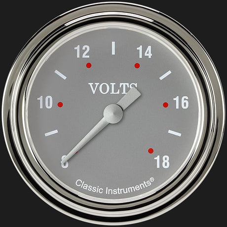 Classic Instruments Silver Gray 2 5/8" Voltage Gauge - SG330SLF