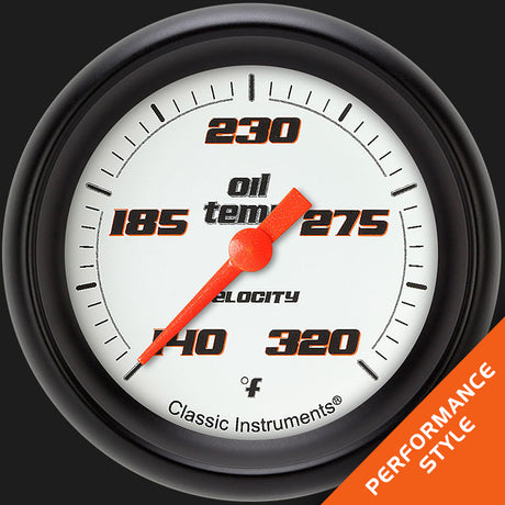 Classic Instruments Velocity White 2 5/8" Oil Temperature Gauge - VS328WBPF