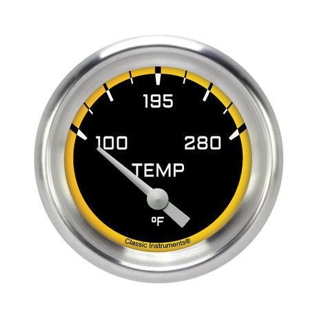 Classic Instruments AutoCross Yellow 2 5/8" Short Sweep Water Temperature Gauge - AX226YAPF-12