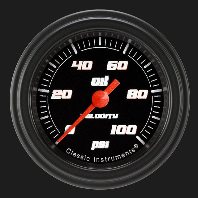 Classic Instruments Velocity Black 2 1/8" Oil Pressure Gauge - VS181BBLF