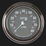 Classic Instruments Silver Gray 2 1/8" Tachometer - SG183SLF
