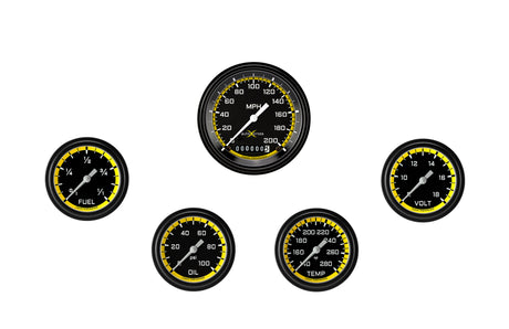 Classic Instruments AutoCross Yellow Five Gauge Set 200 - AX200YBLF