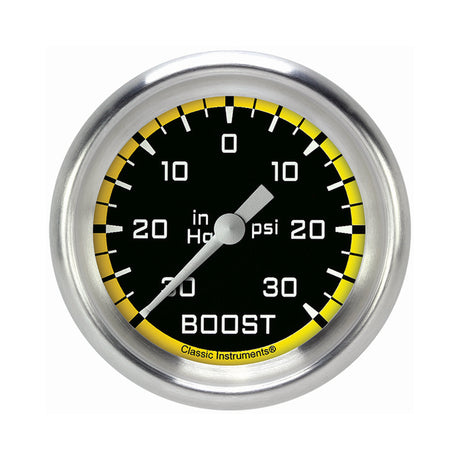 Classic Instruments Autocross Yellow 2 5/8" Boost/Vacuum Gauge - AX341YAPF