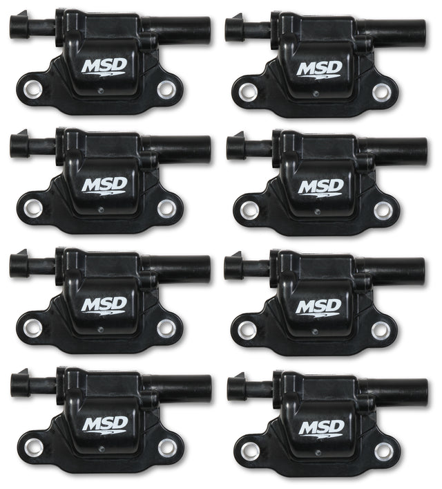 MSD Ignition Coil - Blaster Series - Gen V GDI Engine - Black - 8-Pack - Square - 826683