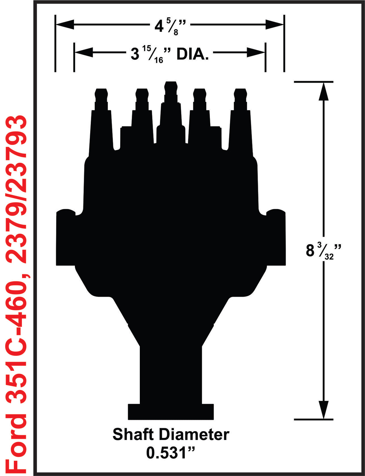 MSD Black, Ford 351C - 460 Dual Sync Distributor - 23793