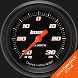Classic Instruments Velocity Black 2 5/8" Boost/Vac Gauge - VS341BBPF