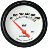 Classic Instruments Velocity White 2-5/8" Oil Pressure Gauge - VS281WBLF