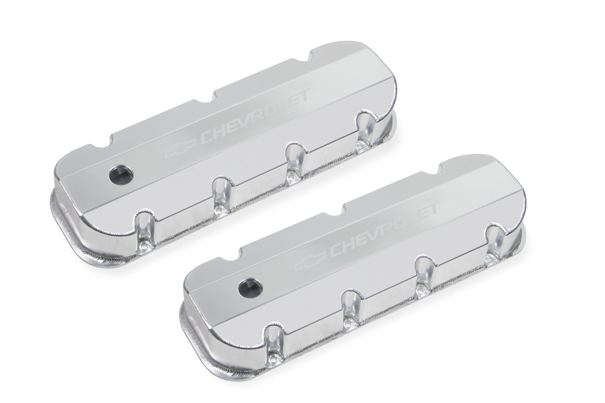 Holley 241-280 GM Licensed Valve Cover - Track Series - BBC - Fabricated Aluminum - Silver