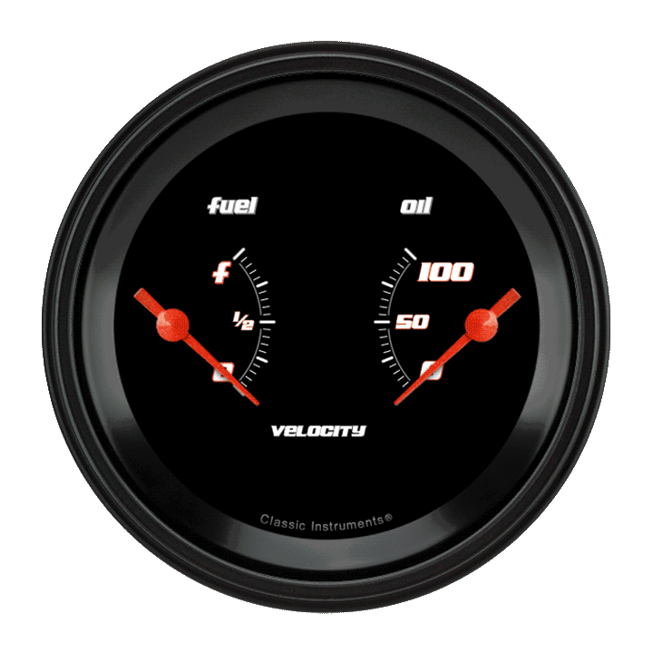 Classic Instruments Velocity Black 3 3/8" Dual - VS72BBLF