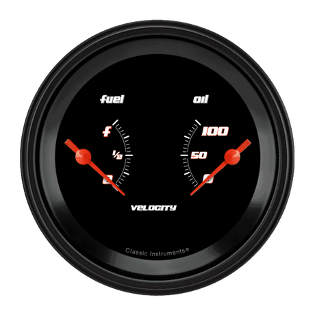 Classic Instruments VELOCITY BLACK 3IN DUAL - FUEL & OIL - VS72BBLC