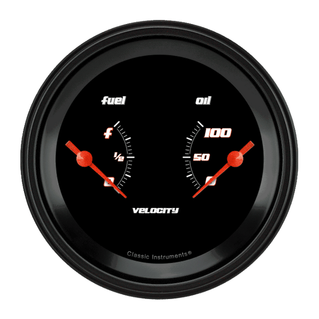 Classic Instruments VELOCITY BLACK 3IN DUAL - FUEL & OIL - VS72BBLC