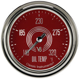 Classic Instruments V8 Red Steelie 2-5/8" Oil Temperature Gauge - V8RS328SLC